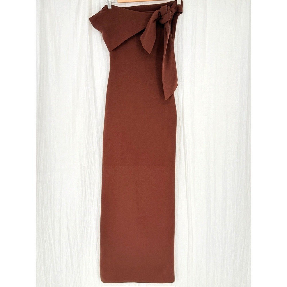 NEW SNDYS Jaymes One Shoulder Chocolate Maxi Dress Small